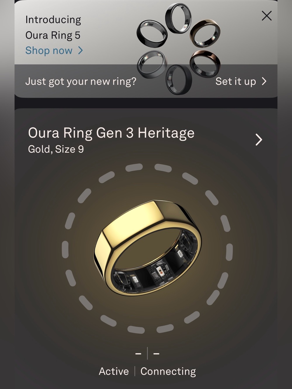 Oura Ring Gen 3 Heritage • Gold • Size 9